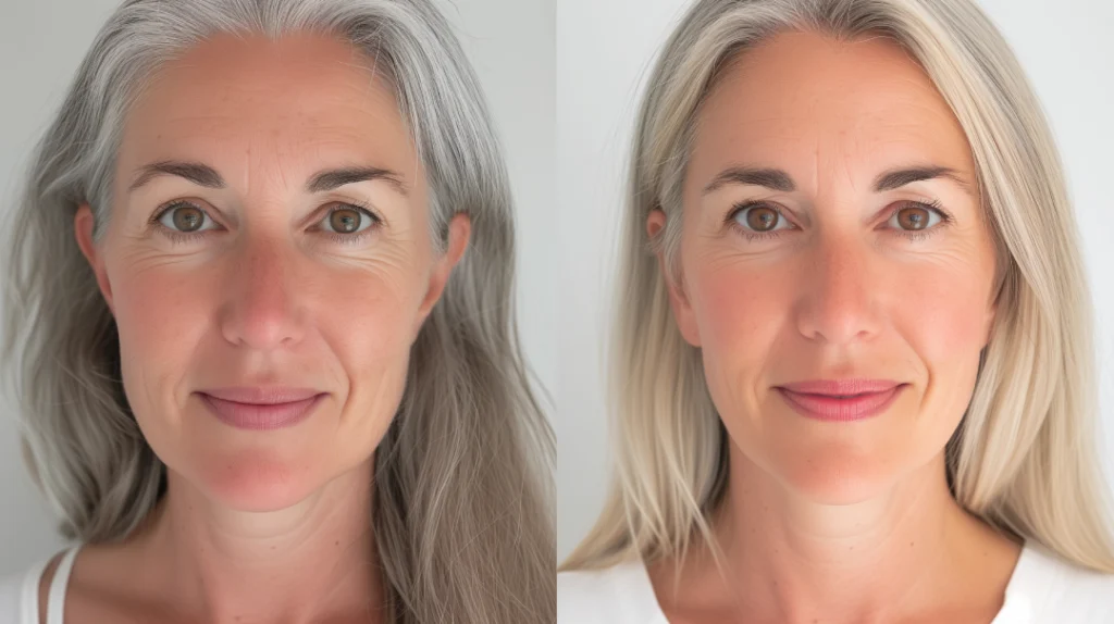 Before and after IPL laser treatment showing reduced pigmentation and improved skin tone.